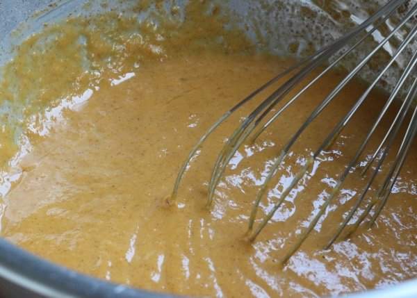 Mini Pumpkin Pie filling in a metal bowl.