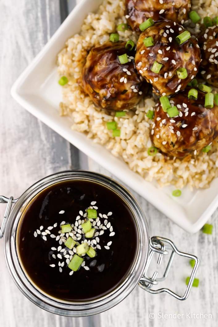 Healthy Homemade Teriyaki Sauce in a glass jar.