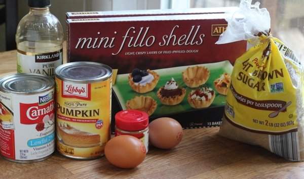 Mini Pumpkin Pies and all the ingredients to make them.