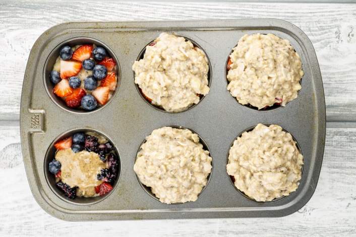 Frozen Oatmeal Cups ready to be put in the freezer.