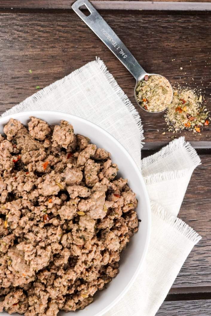 Homemade Italian Sausage Seasoning with ground beef.