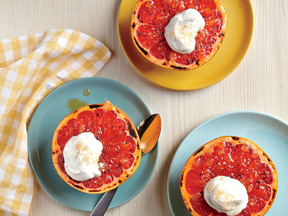 Broiled Grapefruit with Ginger and Maple Cream