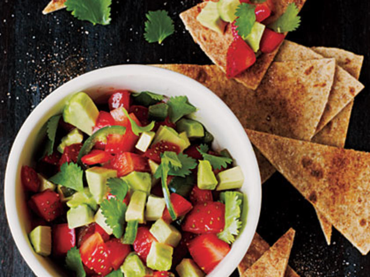 Strawberry-Avocado Salsa with Cinnamon Tortilla Chips