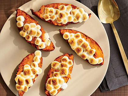 Twice-Baked Sweet Potatoes with Toasted Marshmallows