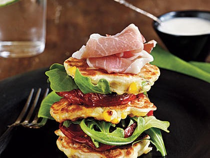 Corn Fritters with Roasted Tomatoes and Lime Aioli