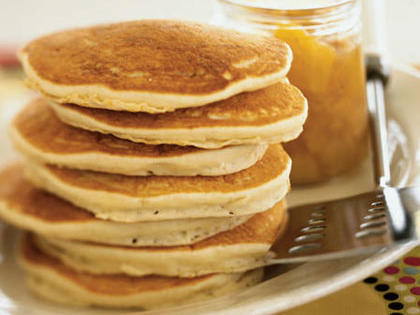 Coconut Pancakes with Orange-Mango Compote