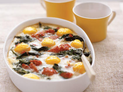 Baked Eggs with Spinach and Tomatoes