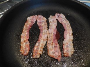 Bacon in frying pan