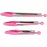 Pink Silicone Cooking Feeding Tongs - Set Of 3 Kit...