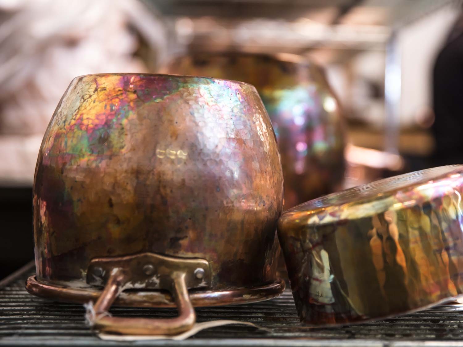 A hand-hammered copper pot