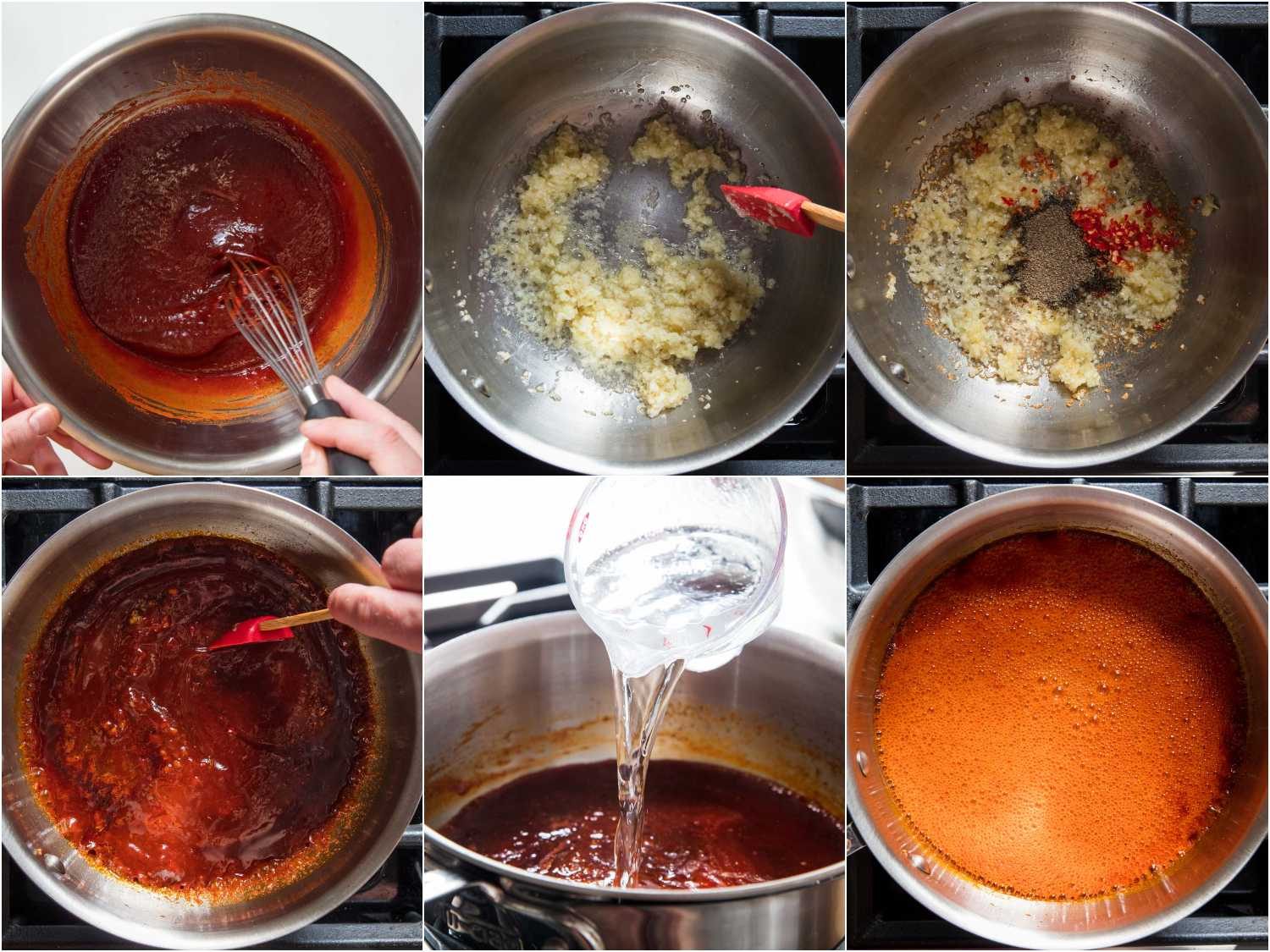 Process shots of making buldak sauce