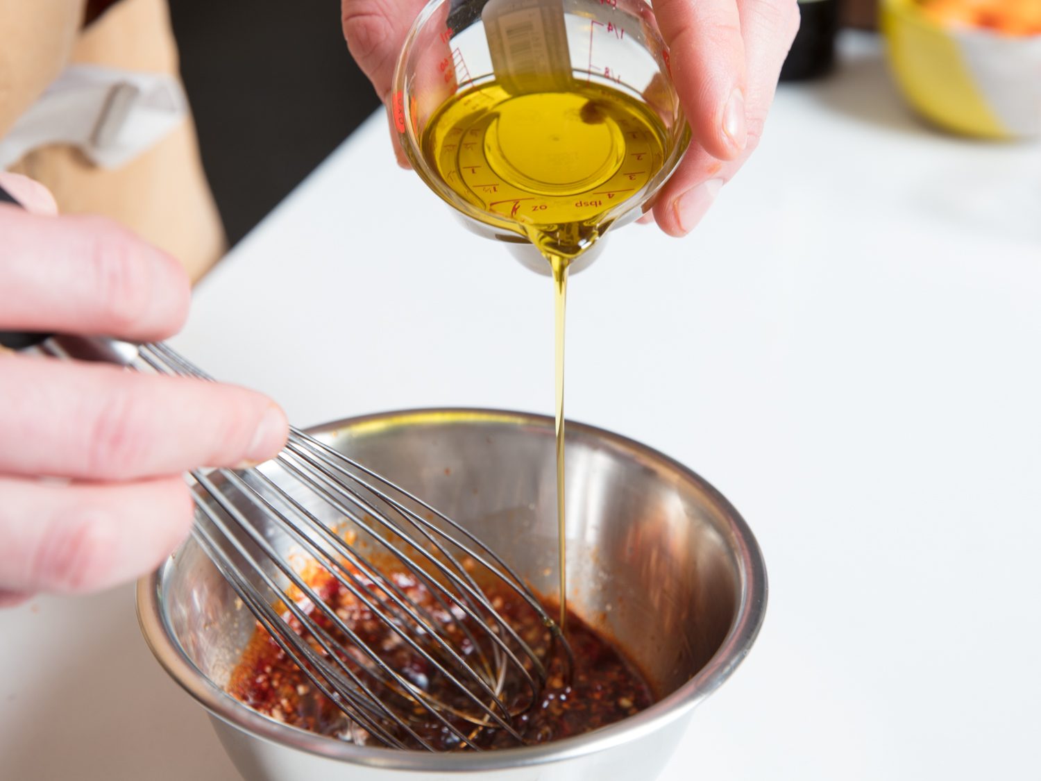 Whisking vinaigrette together