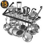 Vdomus Wall Mounted Square Grid Pot Pan Rack,