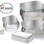 Tiger Chef 40-Pack Oblong Tin Foil Pans with Lids,