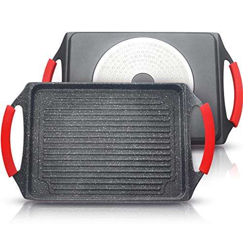 Griddle Aluminum Square Grill Pan For Stove Tops, Cooks Pantry