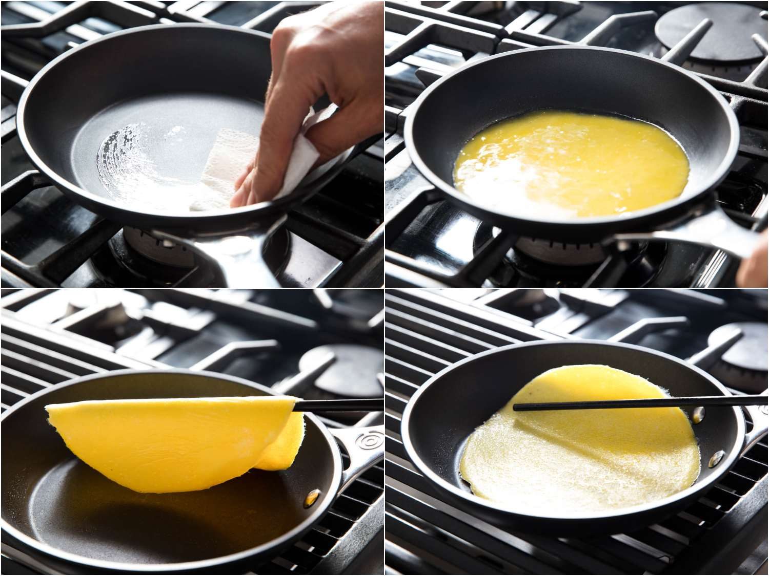 Cooking the egg yolk pancake