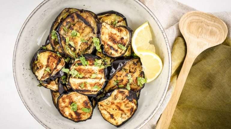 Garlic Grilled Eggplant - Slender Kitchen