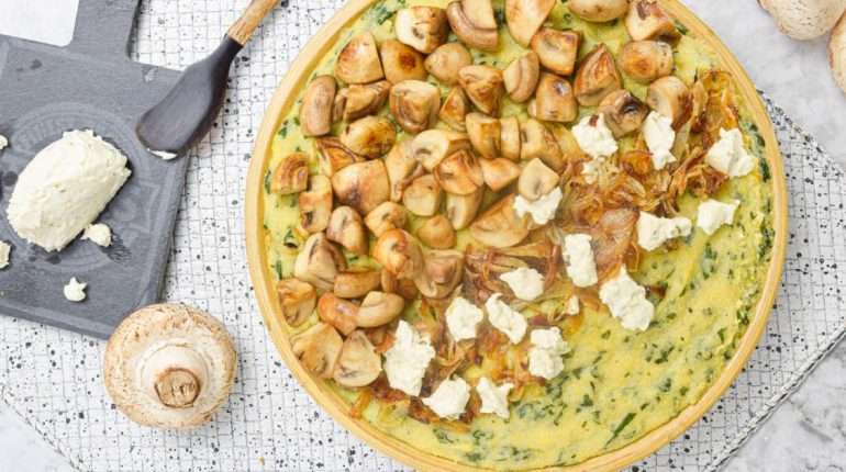 Mushroom and Spinach Polenta with Goat Cheese