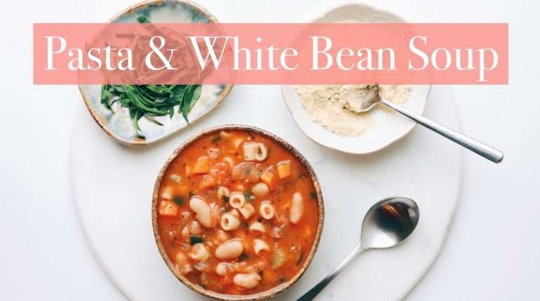 Pasta, White Bean & Vegetable Soup [Vegan,