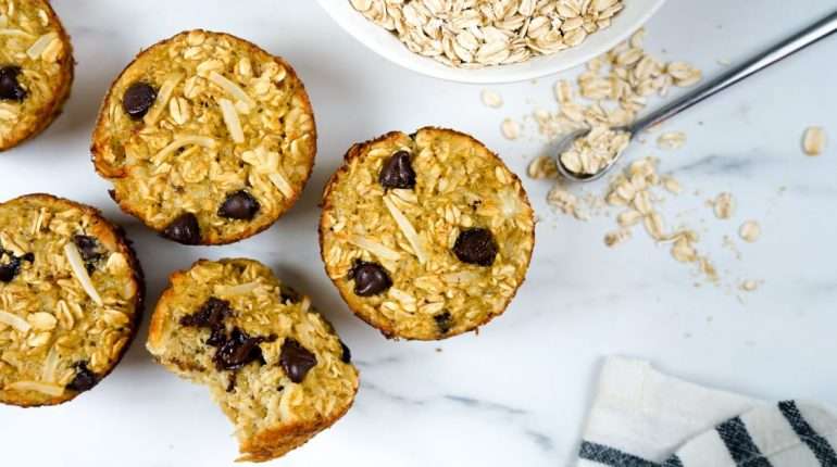Banana Chocolate Coconut Oatmeal Muffins