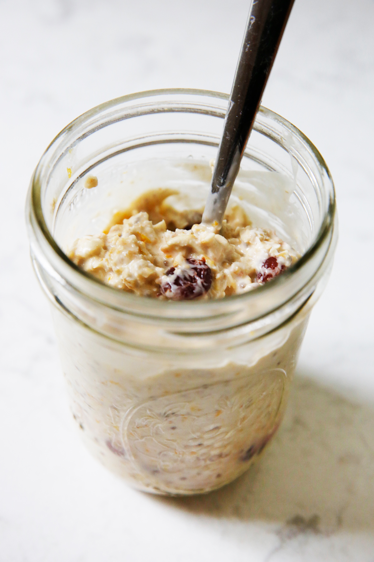 Orange Overnight Oats with cranberries