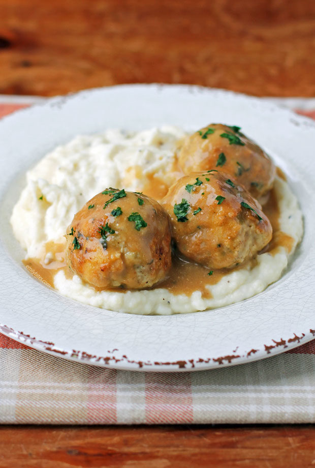 Swedish Turkey Meatballs with mashed potatoes