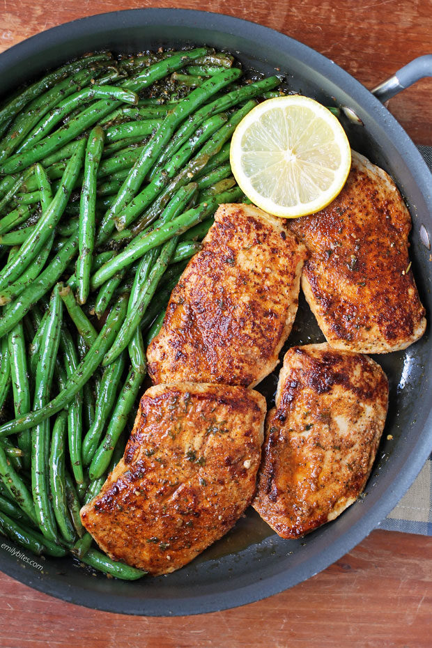 Lemon Garlic Chicken and Beans Skillet