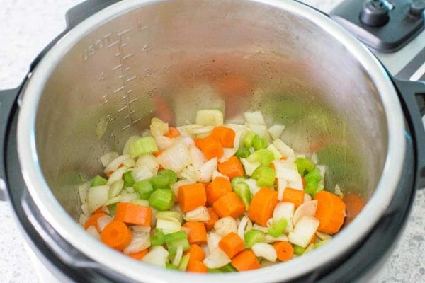 Vegetables in an instant pot.