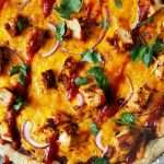 A whole bbq chicken pizza
