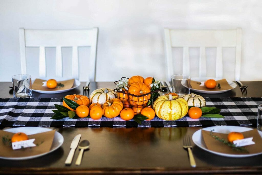 clementines pumpkins and squash centerpiece