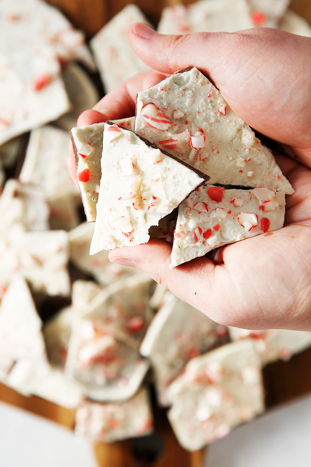 A handful of peppermint bark