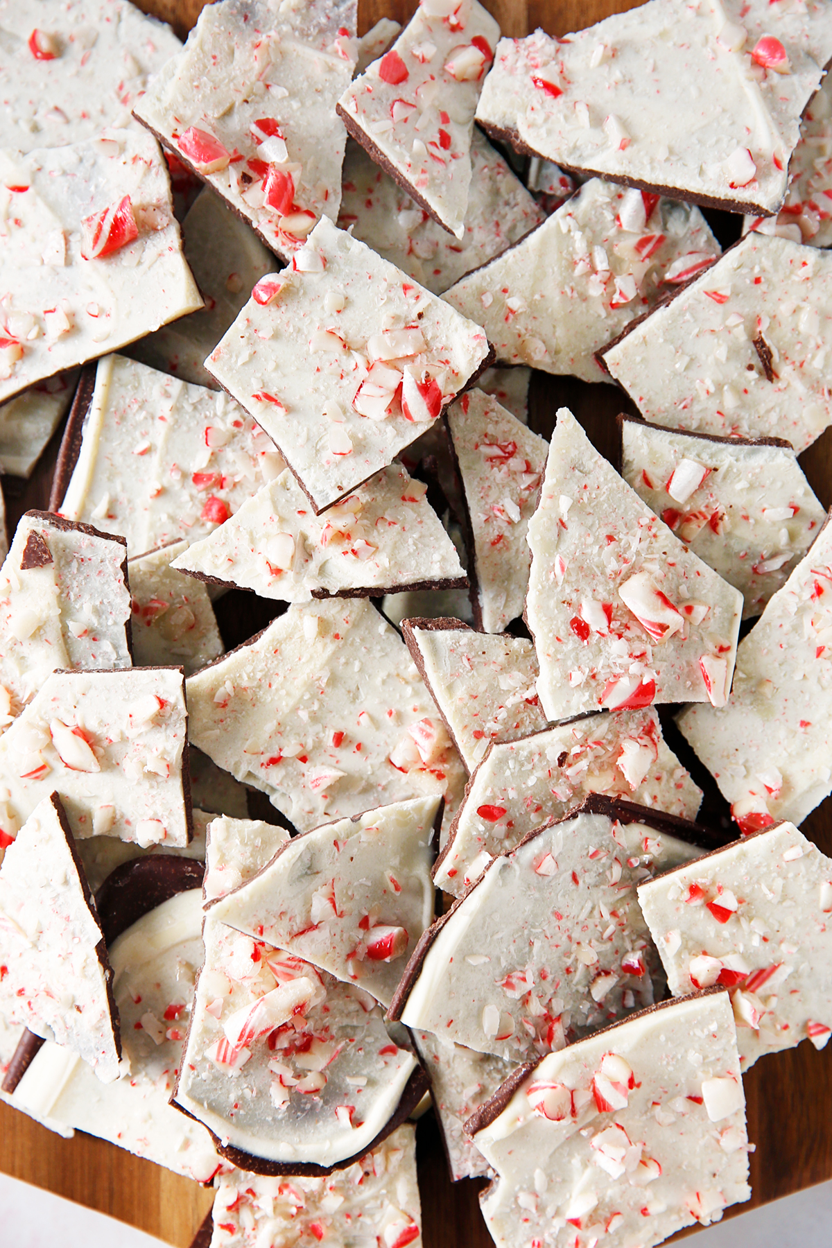 Pieces of peppermint bark.