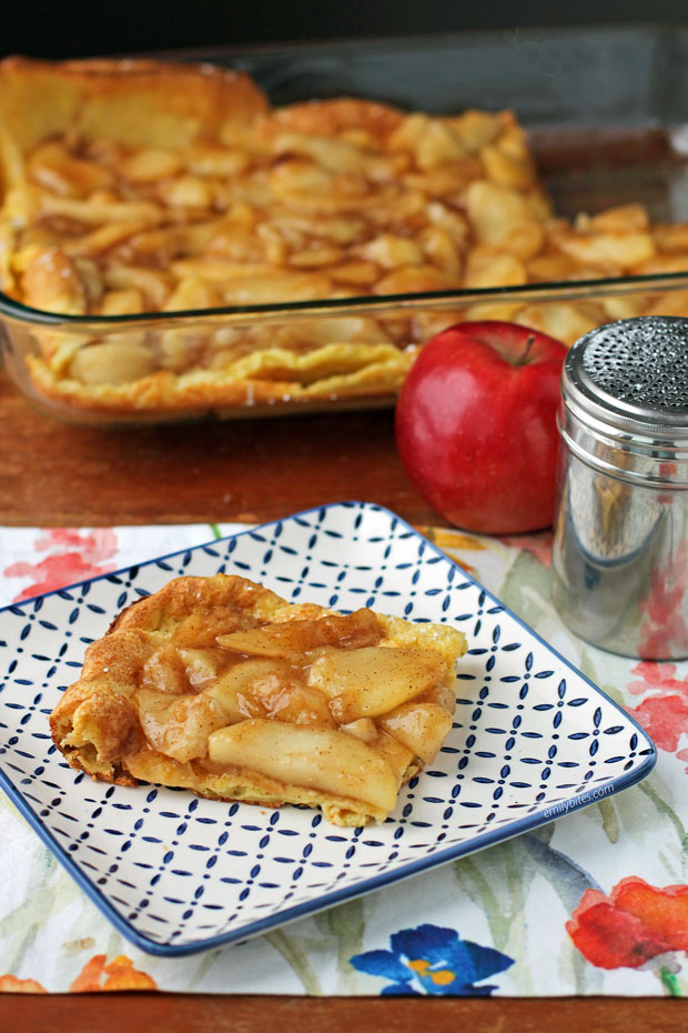 Puff Pancake Bake with Warm Apple Topping slice