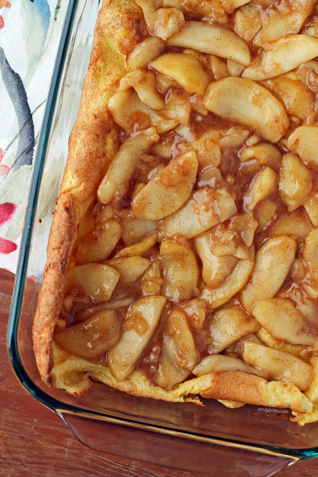 Puff Pancake Bake with Warm Apple Topping from above