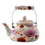 Enamel Teapot floral,Large Porcelain Enameled