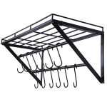 Oropy Wall Mounted Pot Rack Storage Shelf with 2