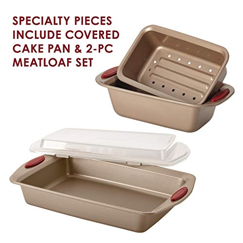 bake-ware set features heavy gauge steel construction