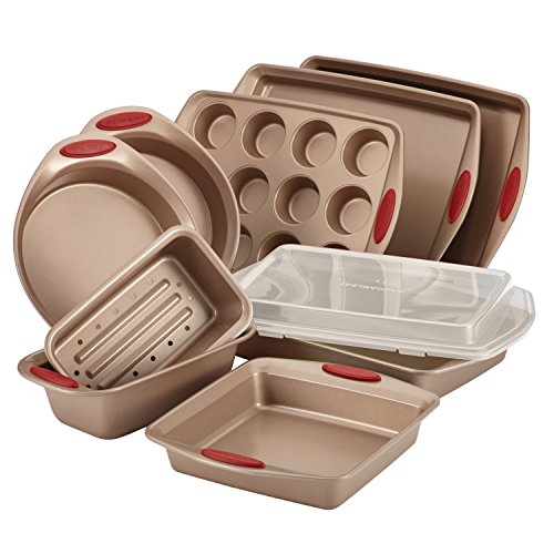 bake-ware set features heavy gauge steel construction