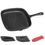 Square Cast Iron Skillet, OAMCEG 10.2 Inch