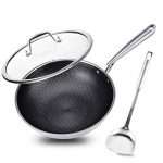 Potinv 12.5" Stainless Steel Wok, Nonstick Stir