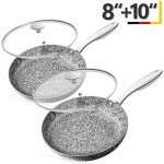 MICHELANGELO Frying Pan Set with Lid, 8" & 10"