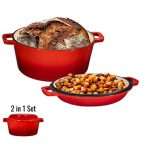 2 in 1 Enameled Cast Iron Double Dutch Oven &