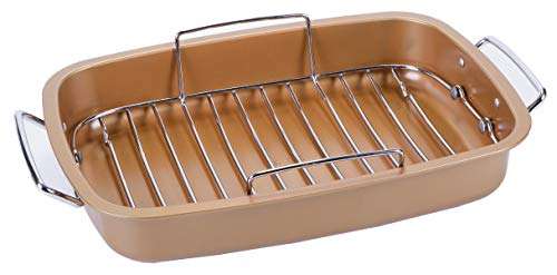 Elle Gourmet Copper Roasting Pan with Rack and