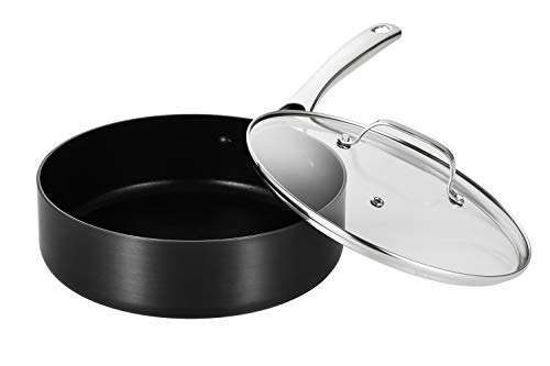 EPPMO Hard Anodized Nonstick Saute Pan with Cover,