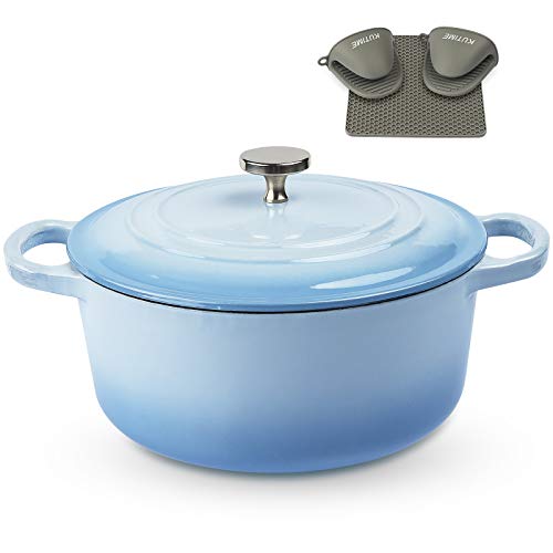 KUTIME Cast Iron Dutch Oven 4.5 Quart Enameled Cooks Pantry