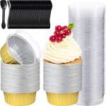 200 Pieces 125 ml Muffin Liners Cups with Lids and