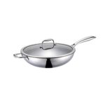 MINRUIGONGMAO Pan,Stainless Steel Flat Wok, 12.8