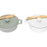 Creative Co-Op Stoneware Brie Bakers with Lids &
