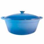 Fancy Cook Enamel Cast Iron Oval Blue Dutch Oven,