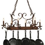 Handforged Oval 6 Light with Downlights Pot Rack